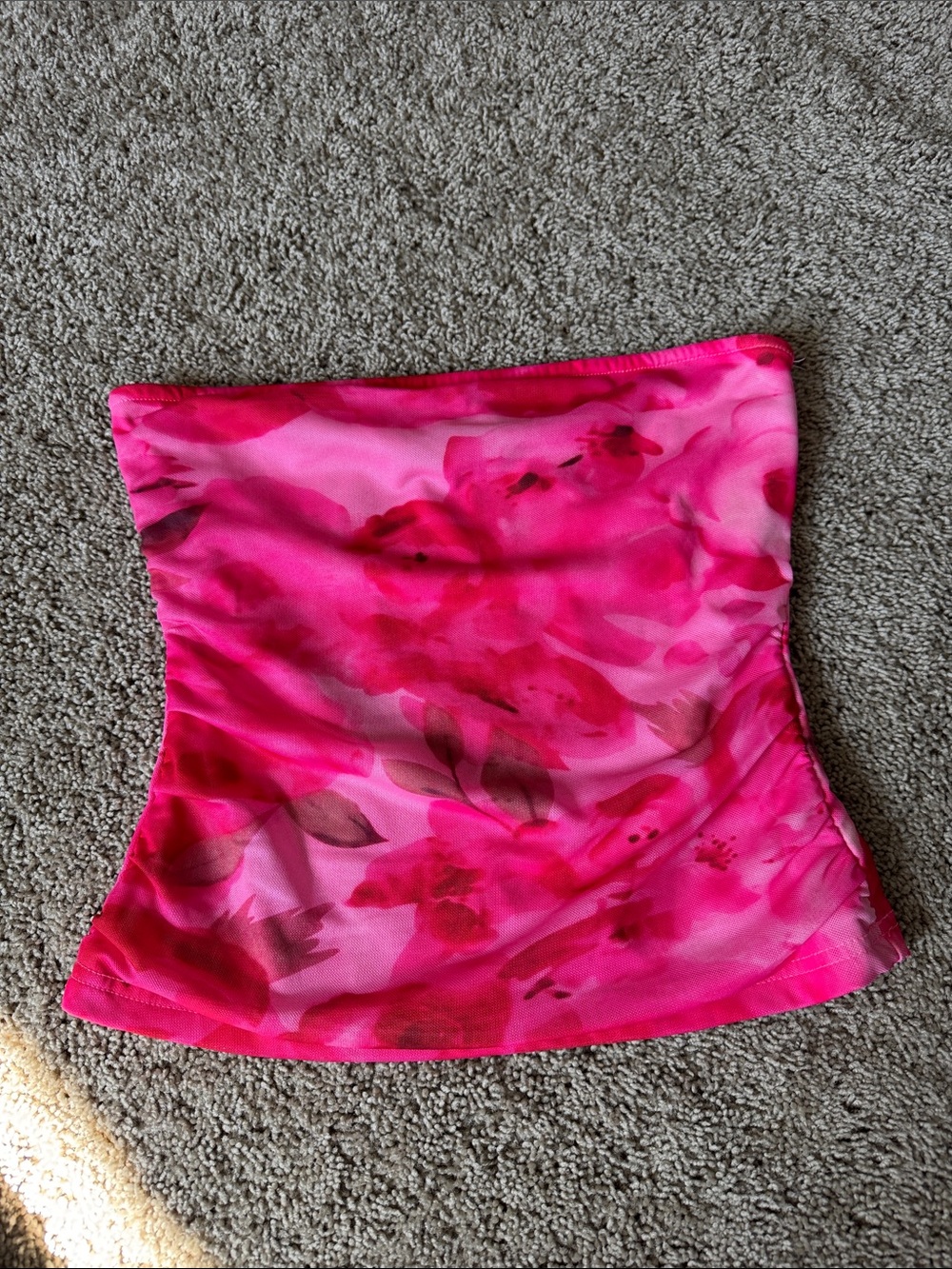 Pink Flowered Tube Top